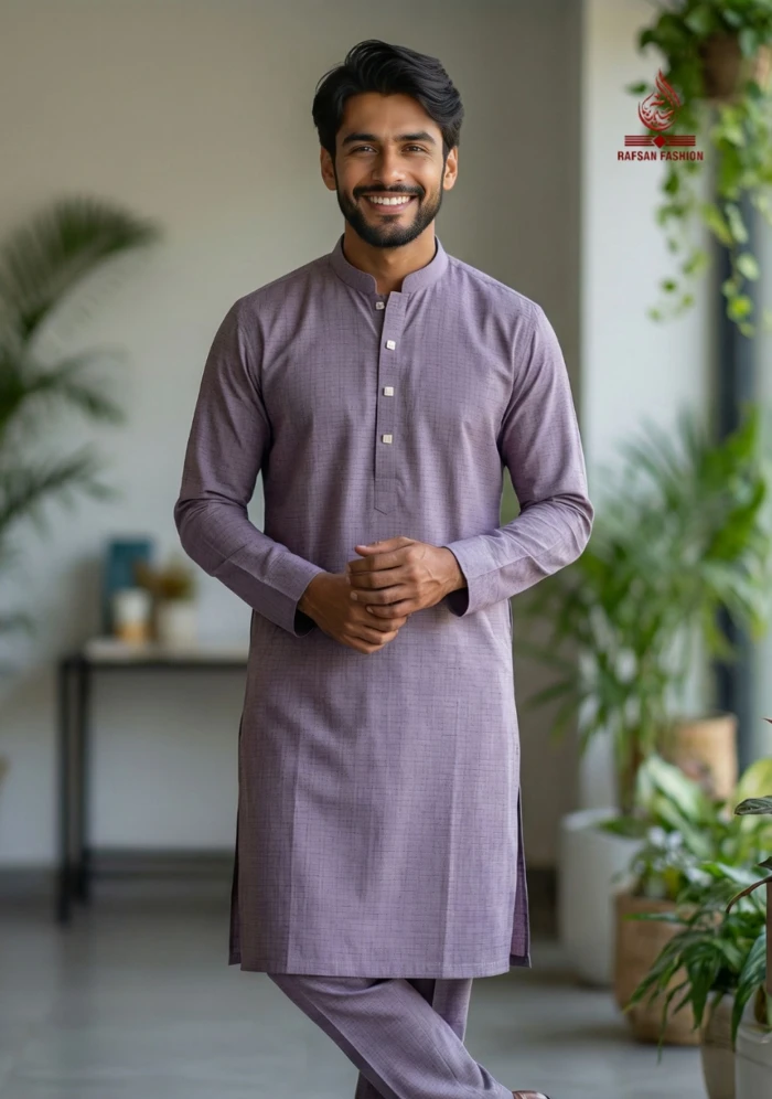 ১০০% প্রিমিয়াম কটন ফেব্রিক্স-(ডার্ক অ্যাশ পার্পল)