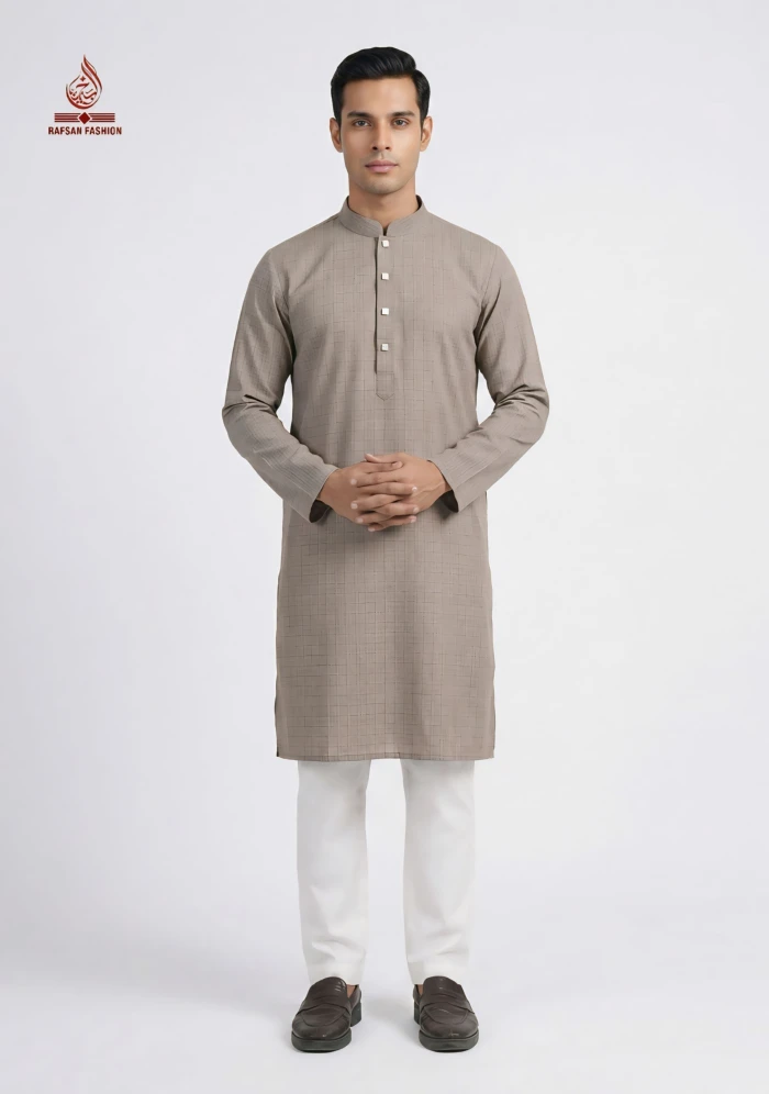 ১০০% প্রিমিয়াম কটন ফেব্রিক্স-(অ্যাশ ব্রাউন)